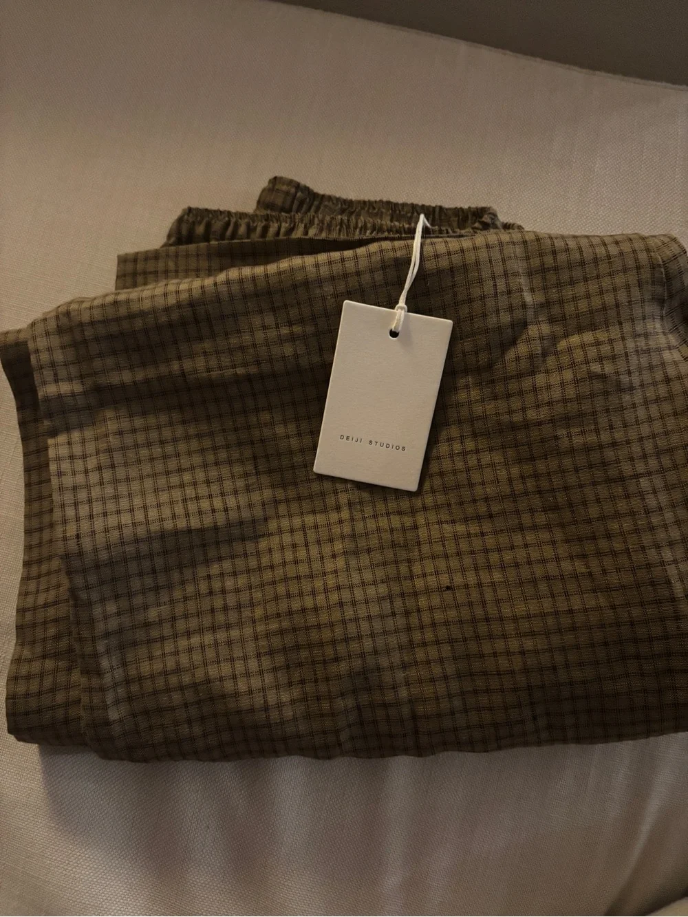 NWT Deiji Studios Linen Ease Trouser in Pine Check - Picture 4 of 5